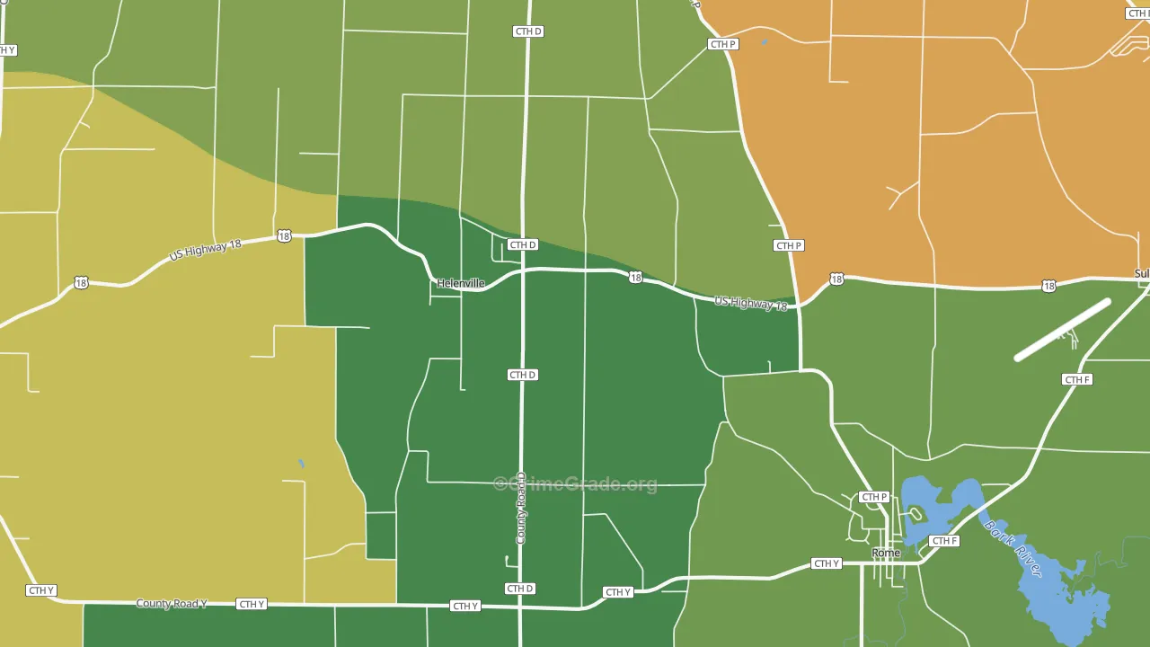 Helenville, WI Map of Assault Rates