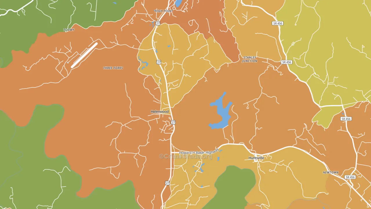 Helenwood, TN Map of Assault Rates