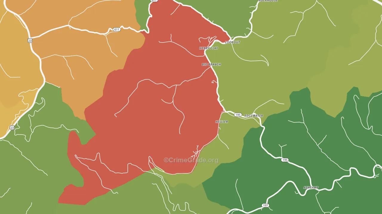 Hellier, KY Map of Assault Rates