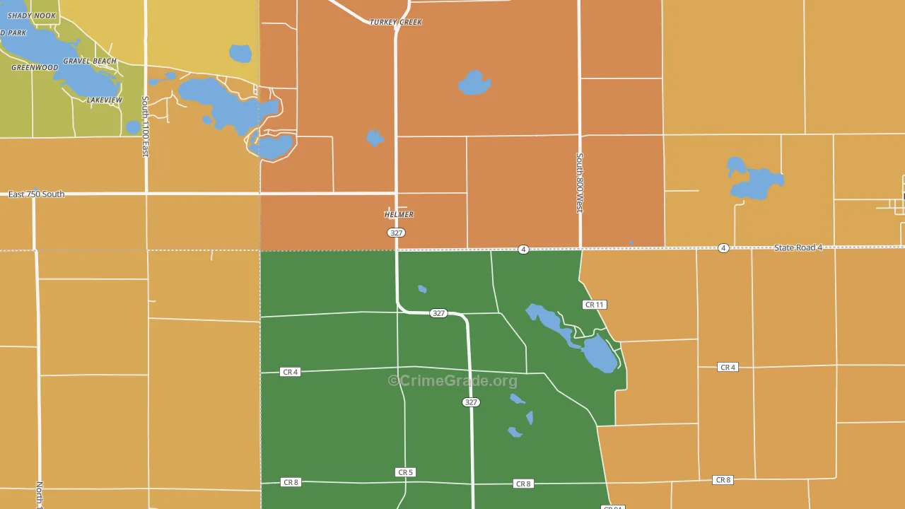 Helmer, IN Map of Assault Rates