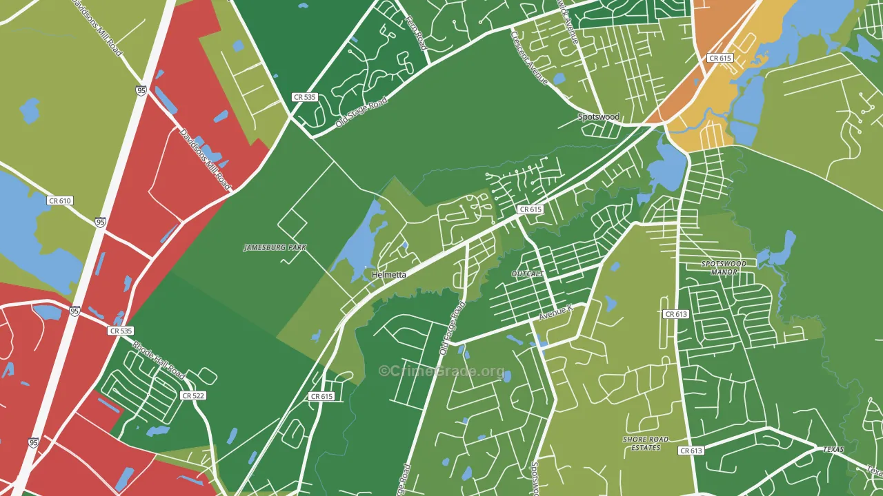 Helmetta, NJ Map of Assault Rates