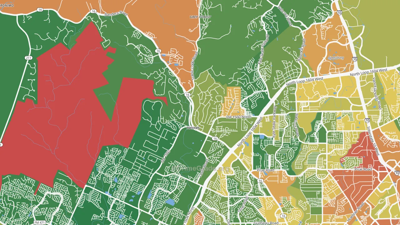 Helotes, TX Map of Assault Rates