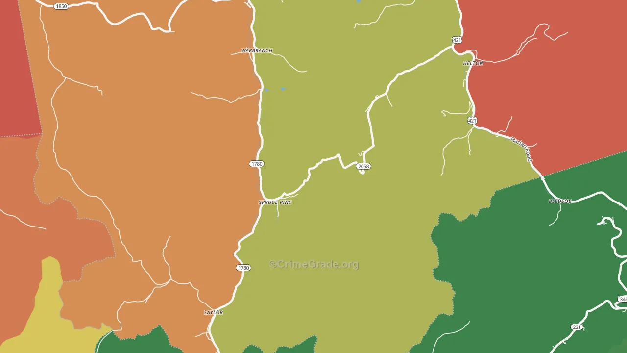 Helton, KY Map of Assault Rates