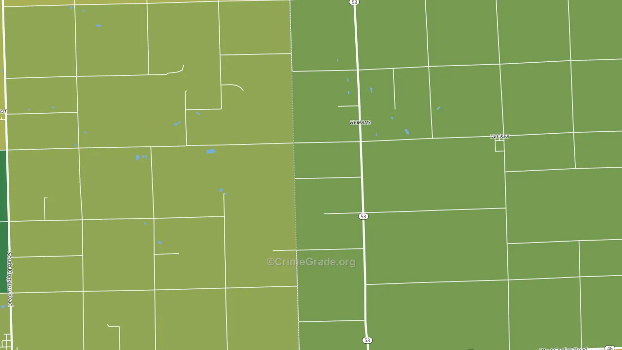 Hemans, MI Map of Assault Rates