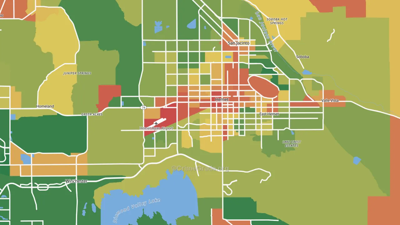Hemet, CA Map of Assault Rates