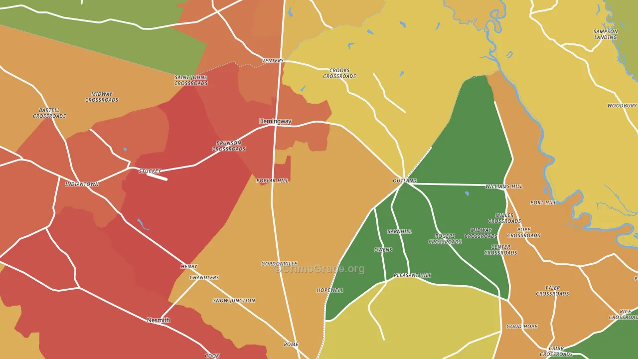 Hemingway, SC Map of Assault Rates