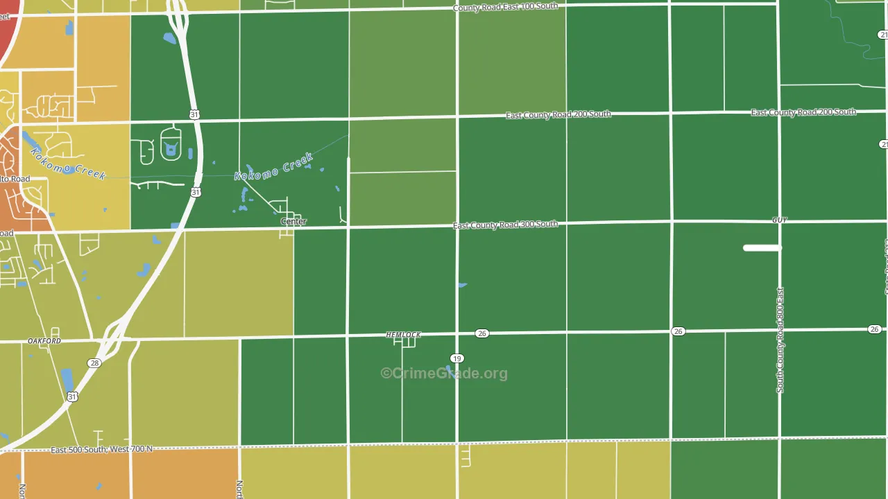 Hemlock, IN Map of Assault Rates