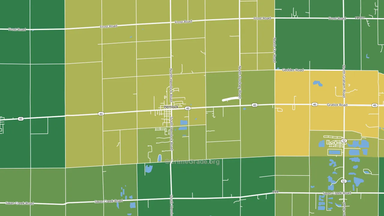 Hemlock, MI Map of Assault Rates