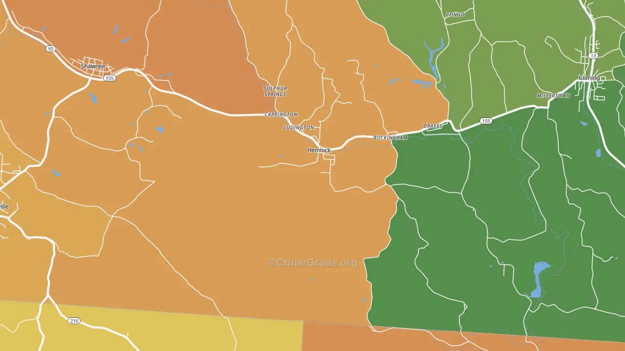 Hemlock, OH Map of Assault Rates