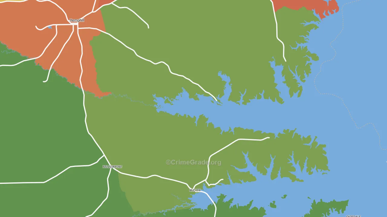 Hemphill, TX Map of Assault Rates