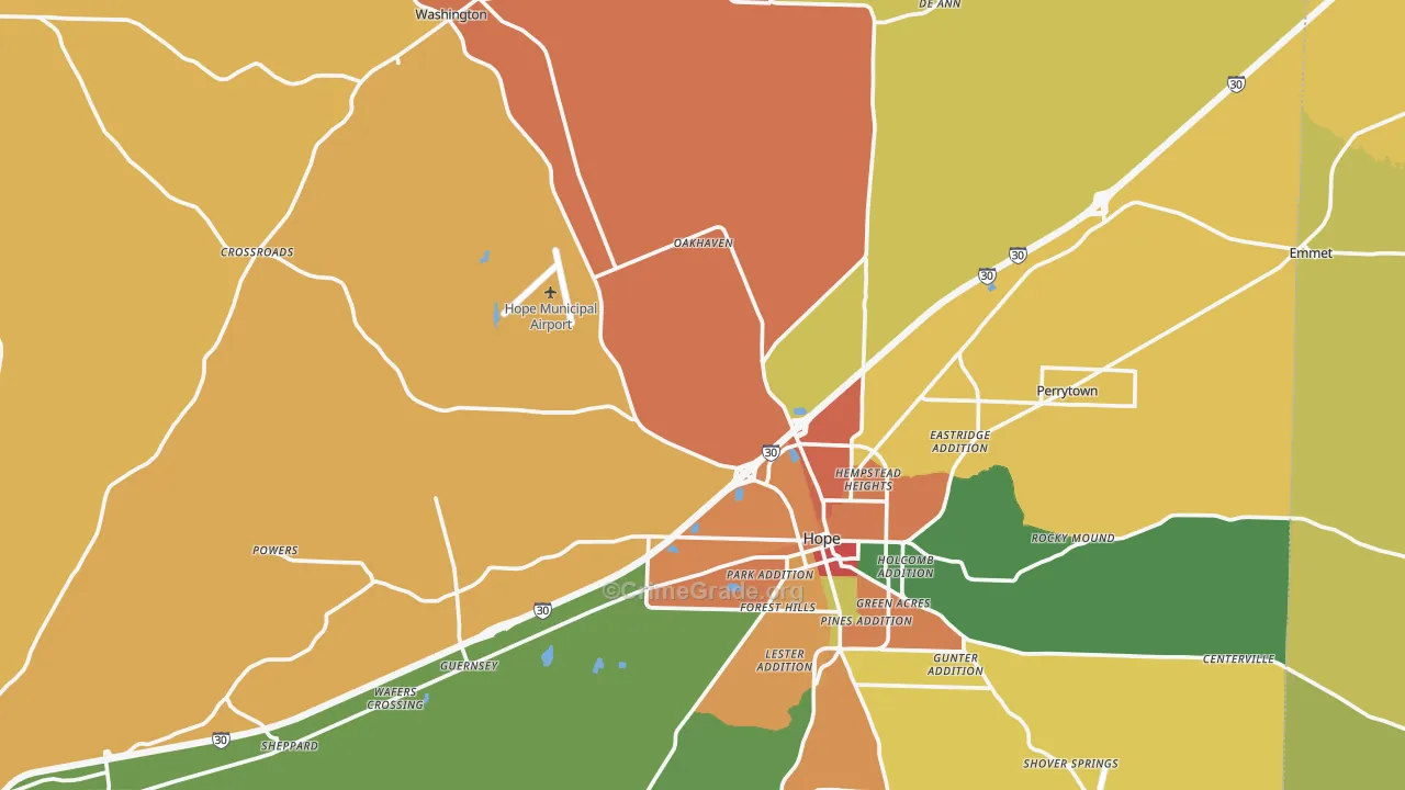 Hempstead County, AR Map of Assault Rates