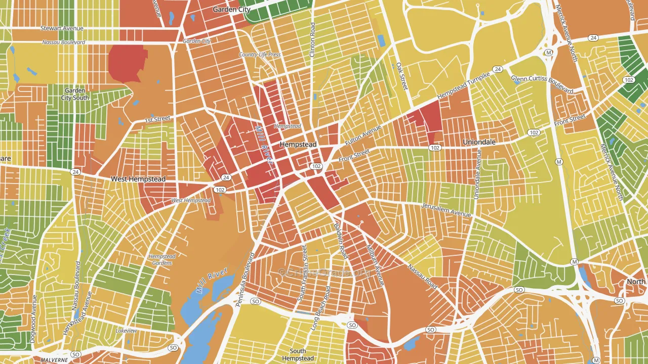 Hempstead, NY Map of Assault Rates