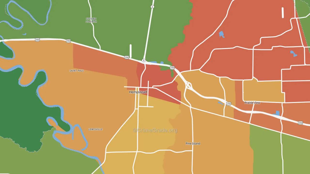 Hempstead, TX Map of Assault Rates