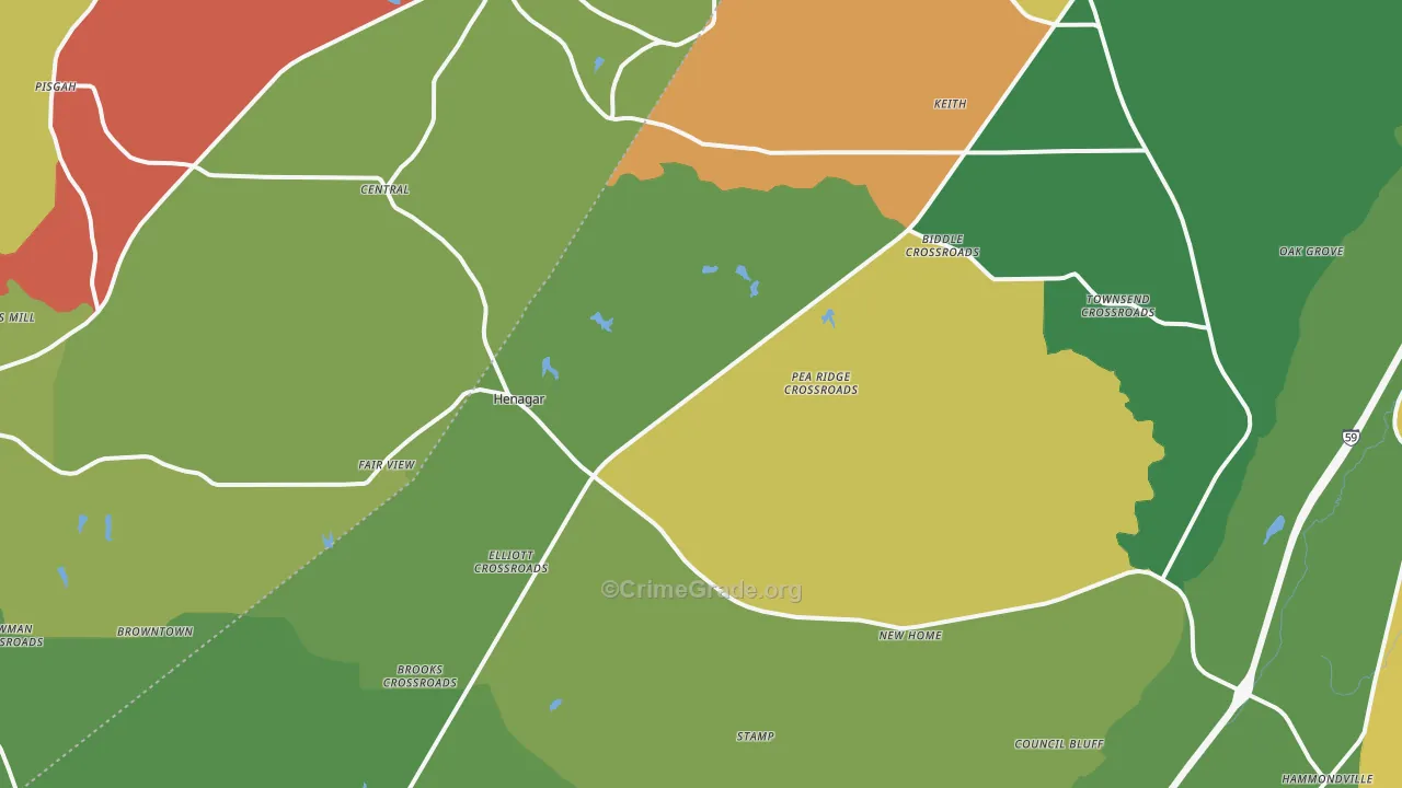 Henagar, AL Map of Assault Rates