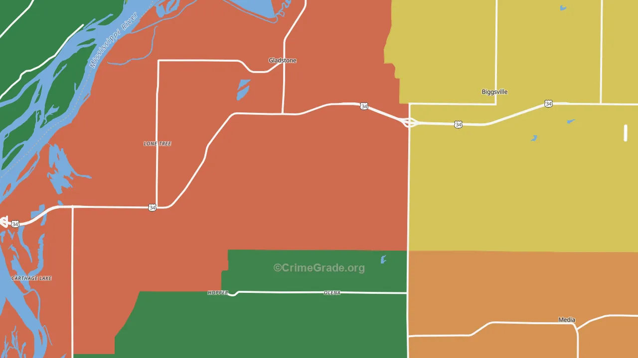 Henderson County, IL Map of Assault Rates
