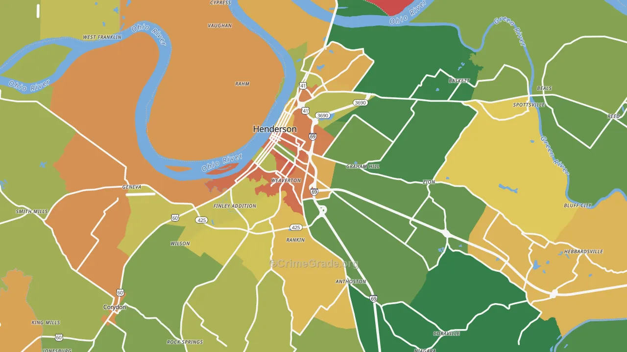 Henderson County, KY Map of Assault Rates