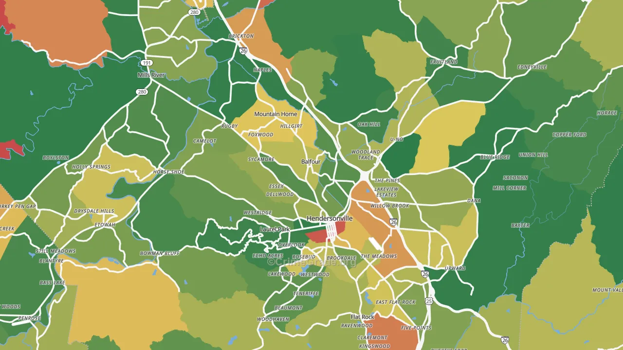 Henderson County, NC Map of Assault Rates