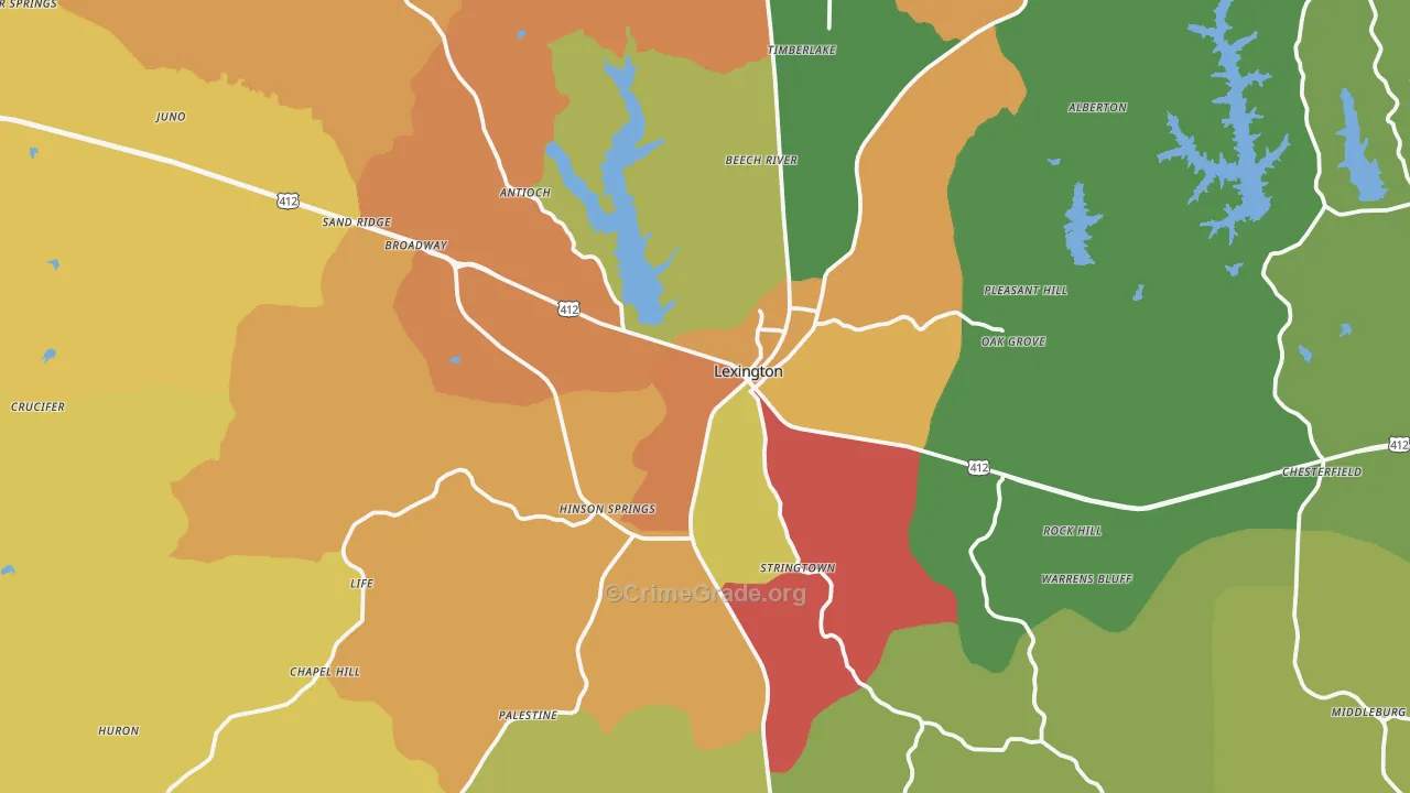 Henderson County, TN Map of Assault Rates