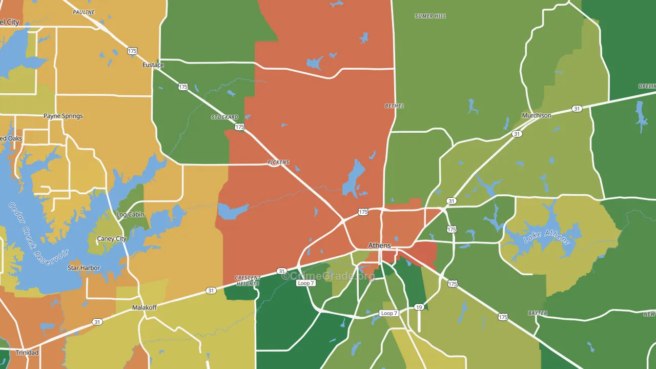 Henderson County, TX Map of Assault Rates