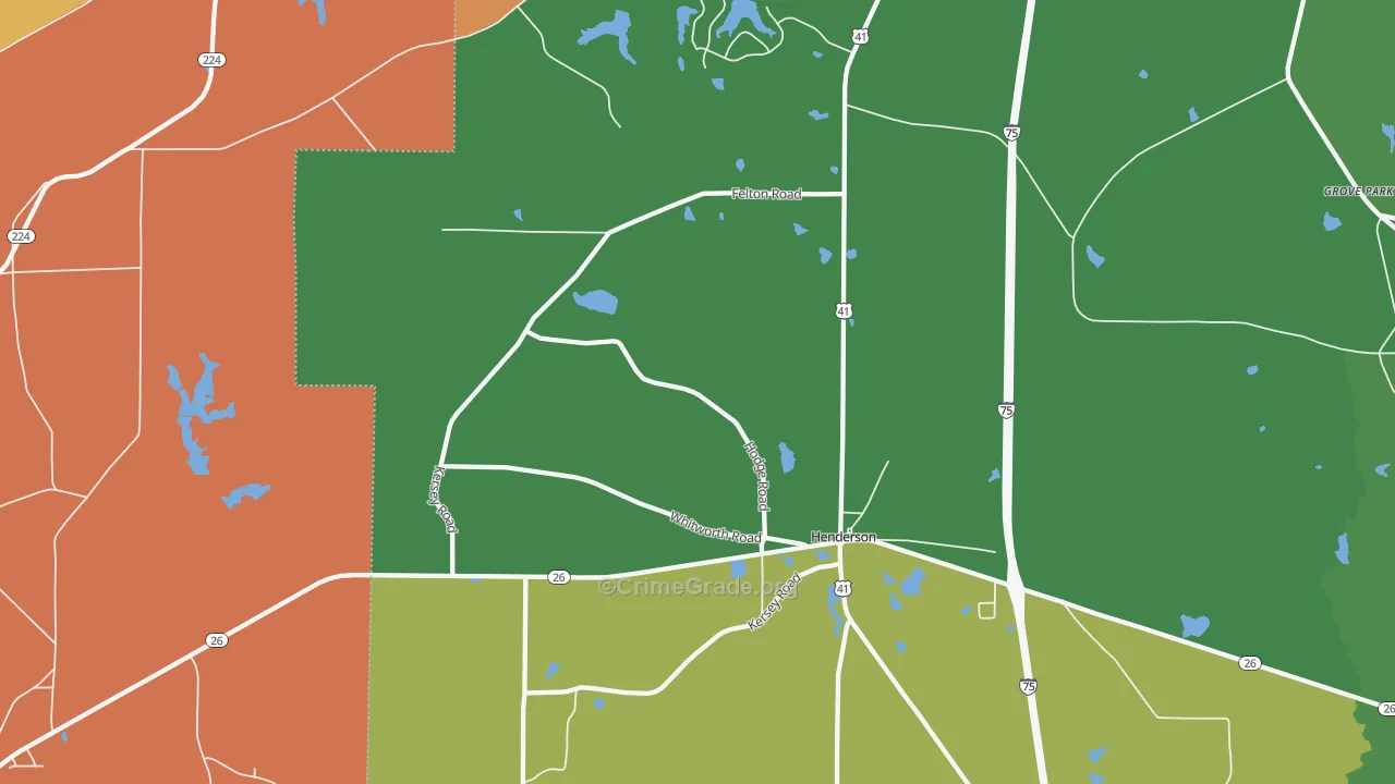 Henderson, GA Map of Assault Rates