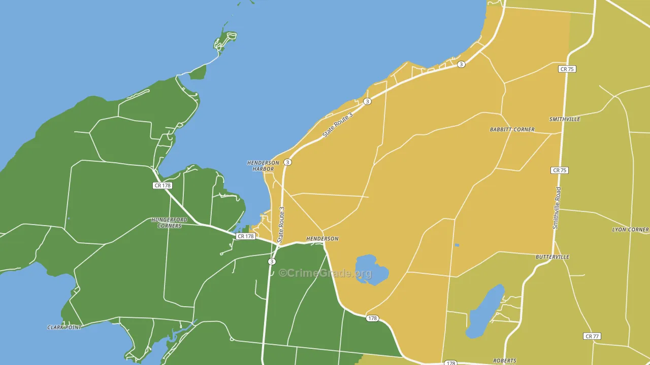 Henderson Harbor, NY Map of Assault Rates