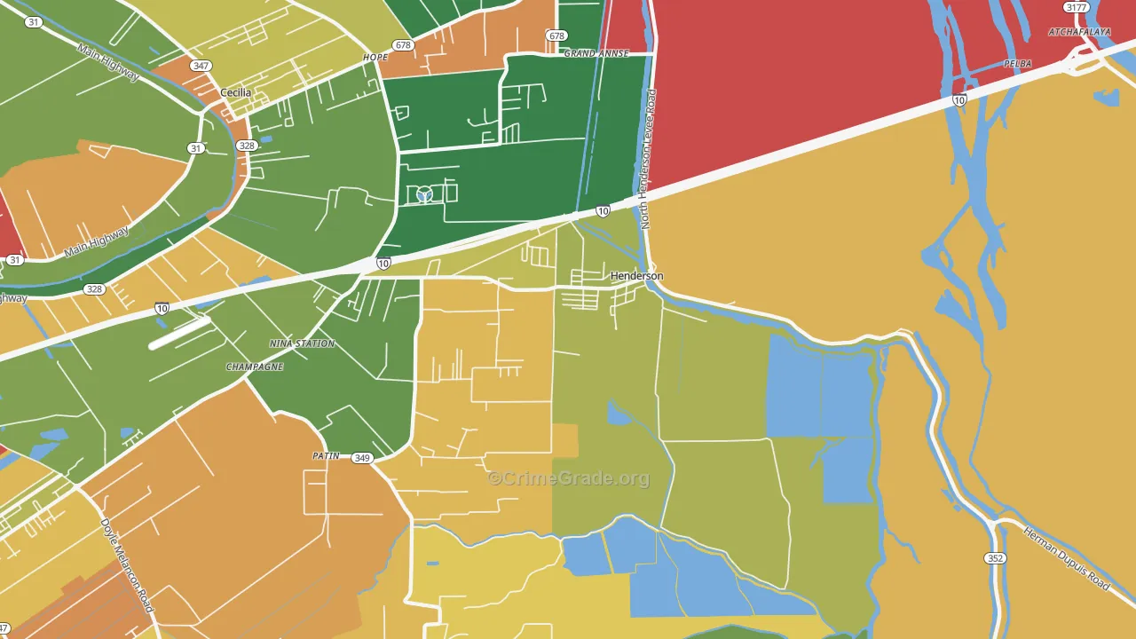 Henderson, LA Map of Assault Rates