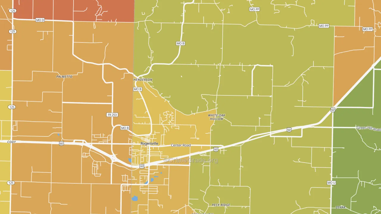 Henderson, MO Map of Assault Rates