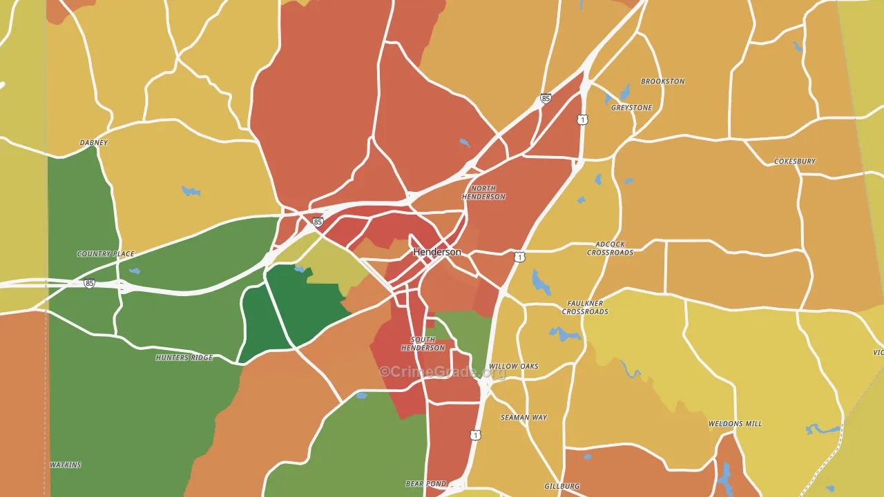 Henderson, NC Map of Assault Rates