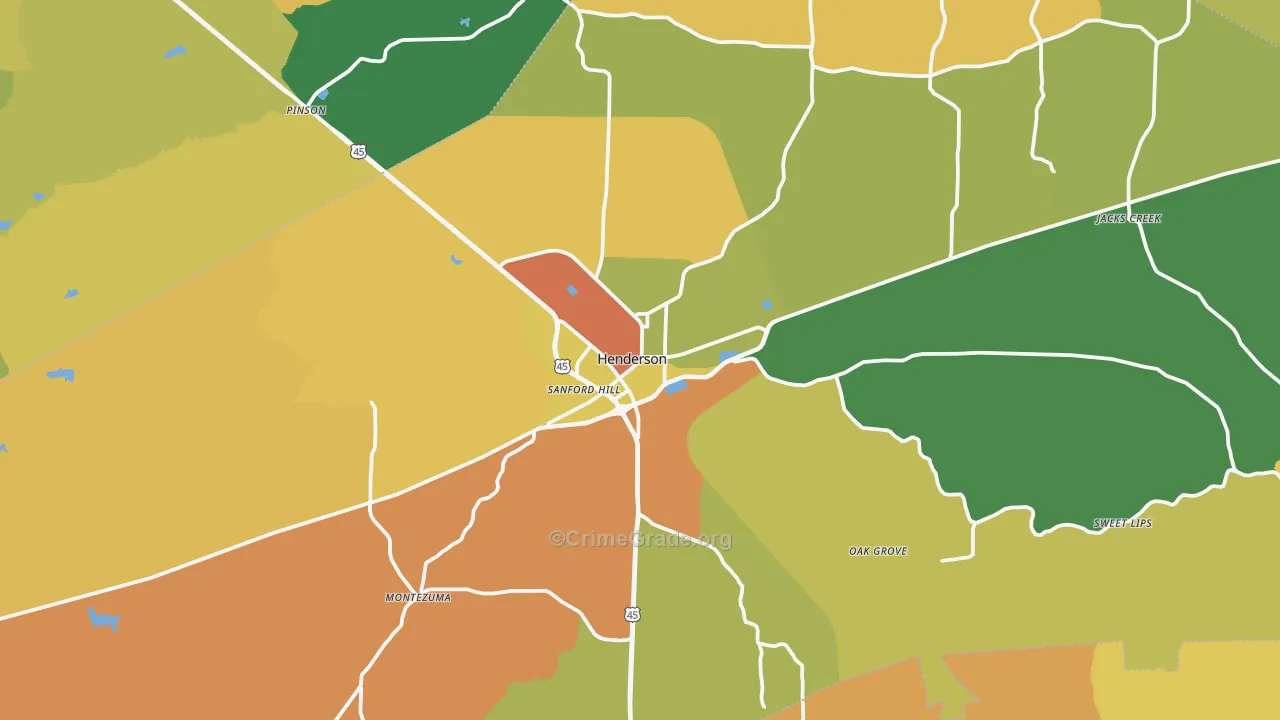 Henderson, TN Map of Assault Rates
