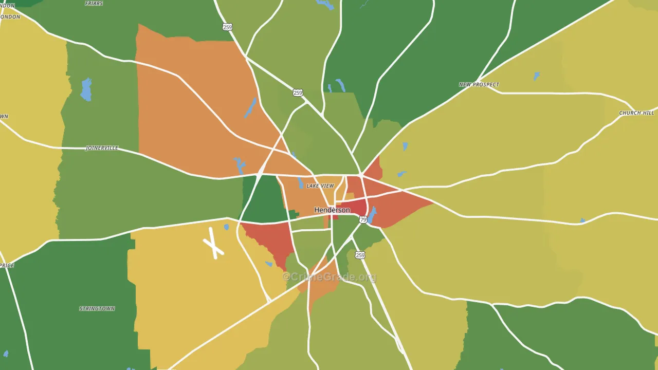 Henderson, TX Map of Assault Rates