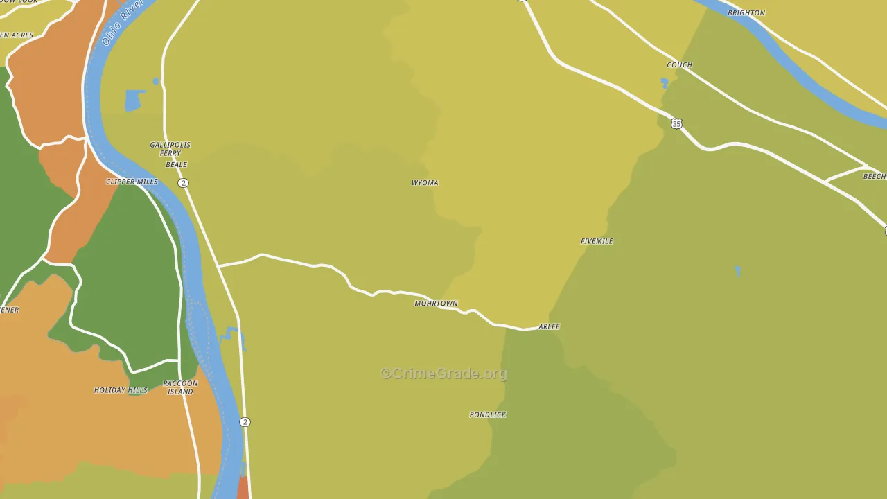 Henderson, WV Map of Assault Rates