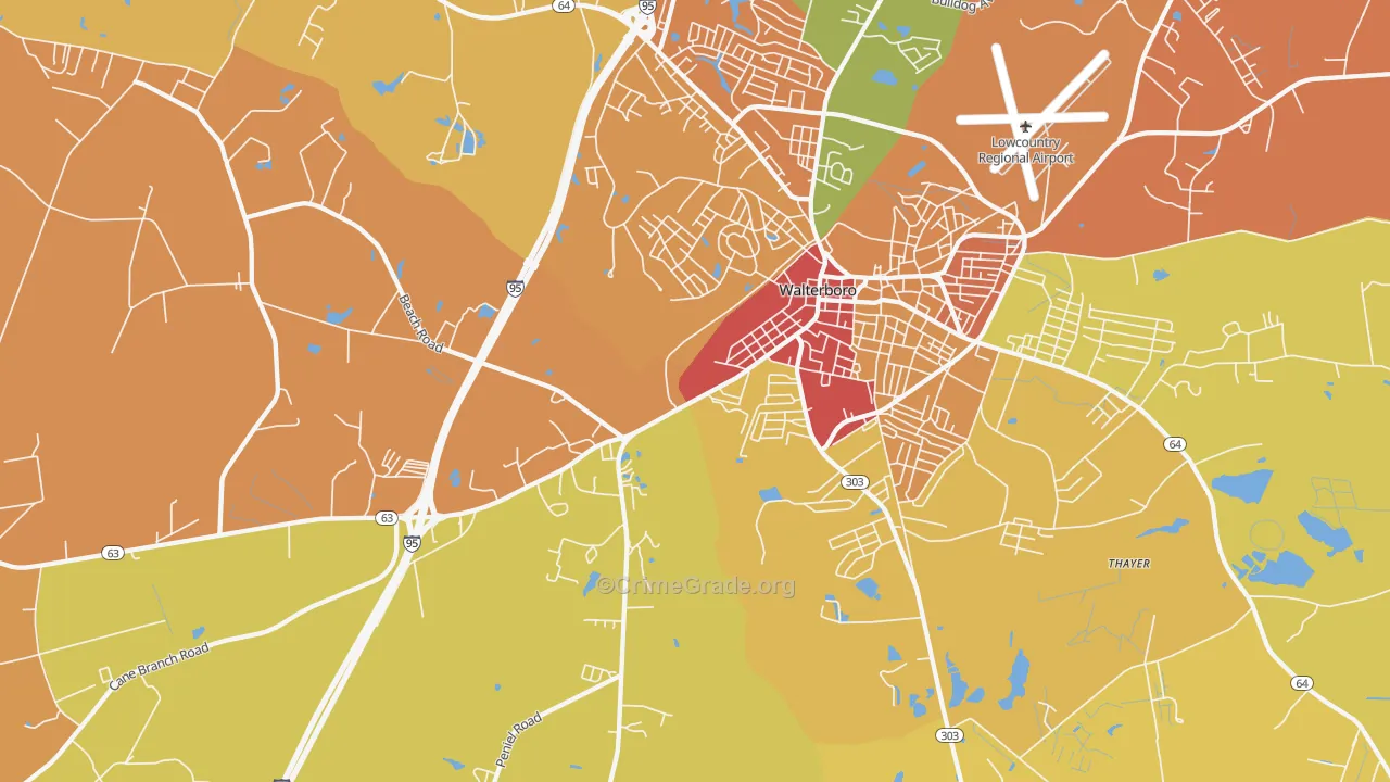 Hendersonville, SC Map of Assault Rates