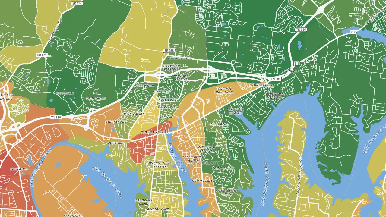 Hendersonville, TN Map of Assault Rates