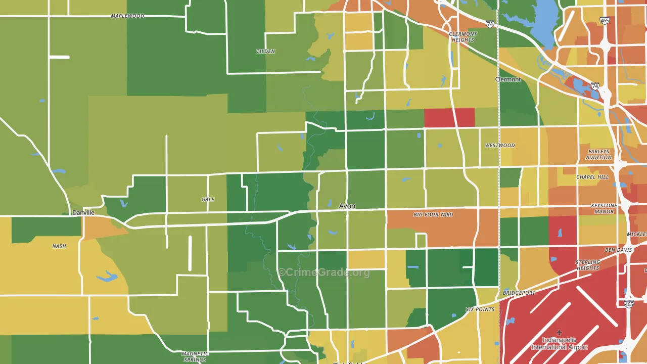 Hendricks County, IN Map of Assault Rates