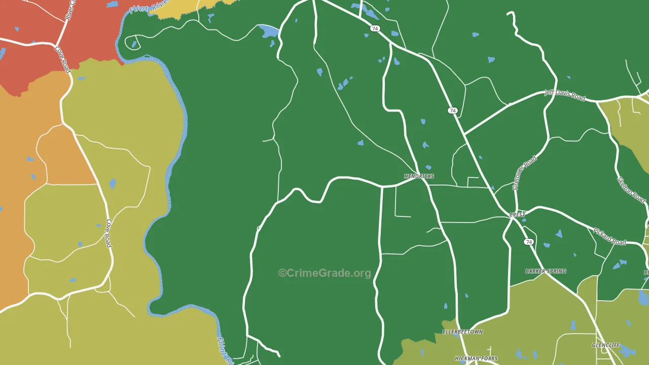 Hendricks, GA Map of Assault Rates