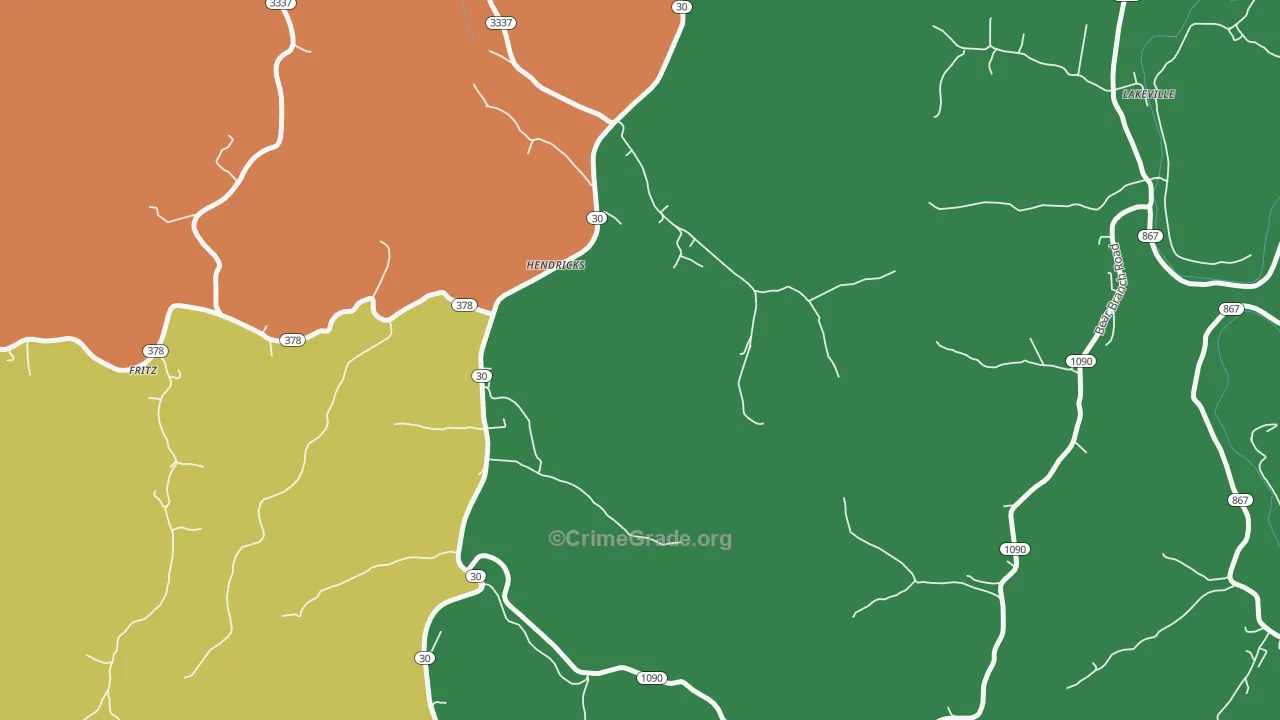 Hendricks, KY Map of Assault Rates