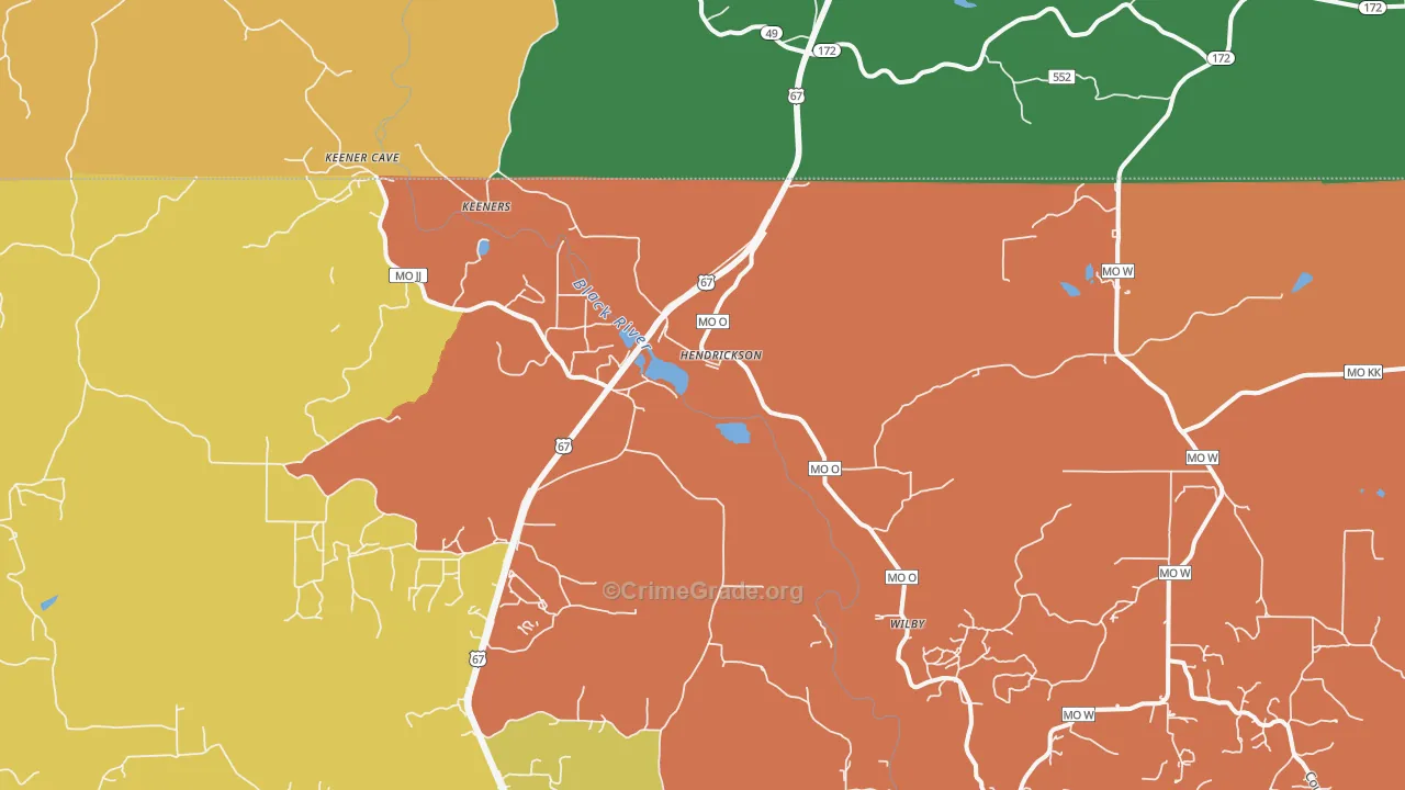 Hendrickson, MO Map of Assault Rates