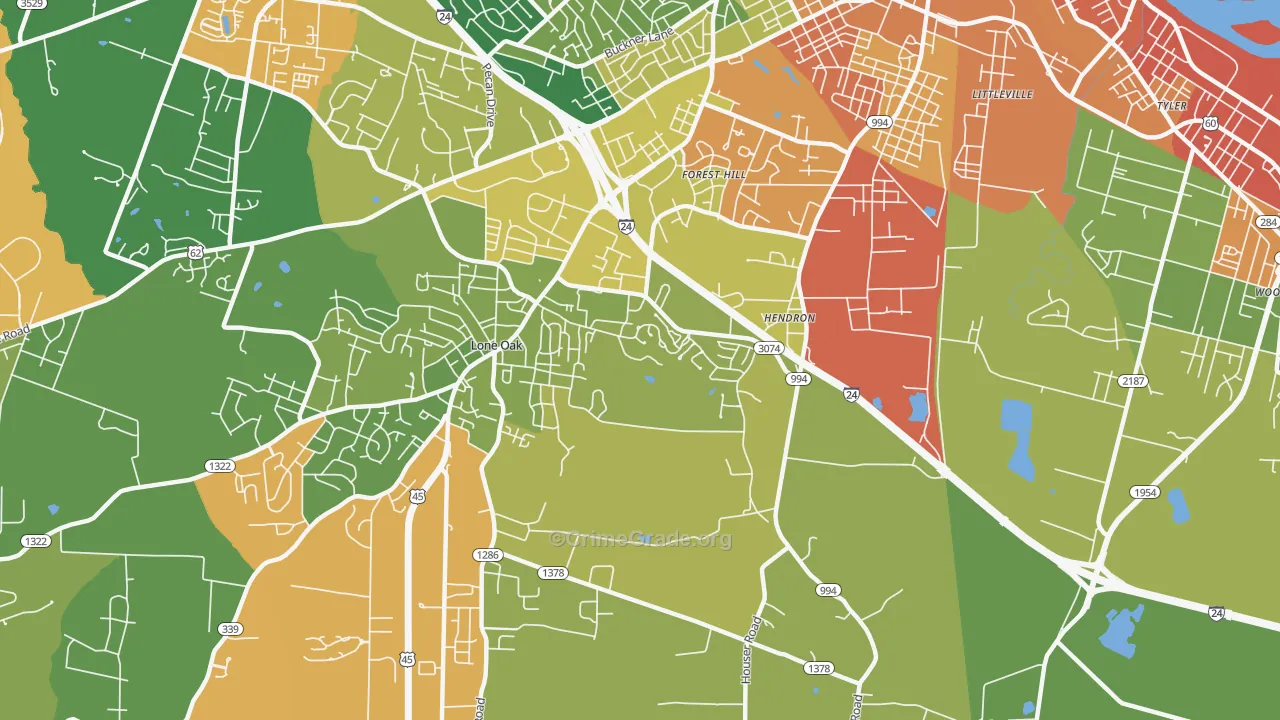 Hendron, KY Map of Assault Rates