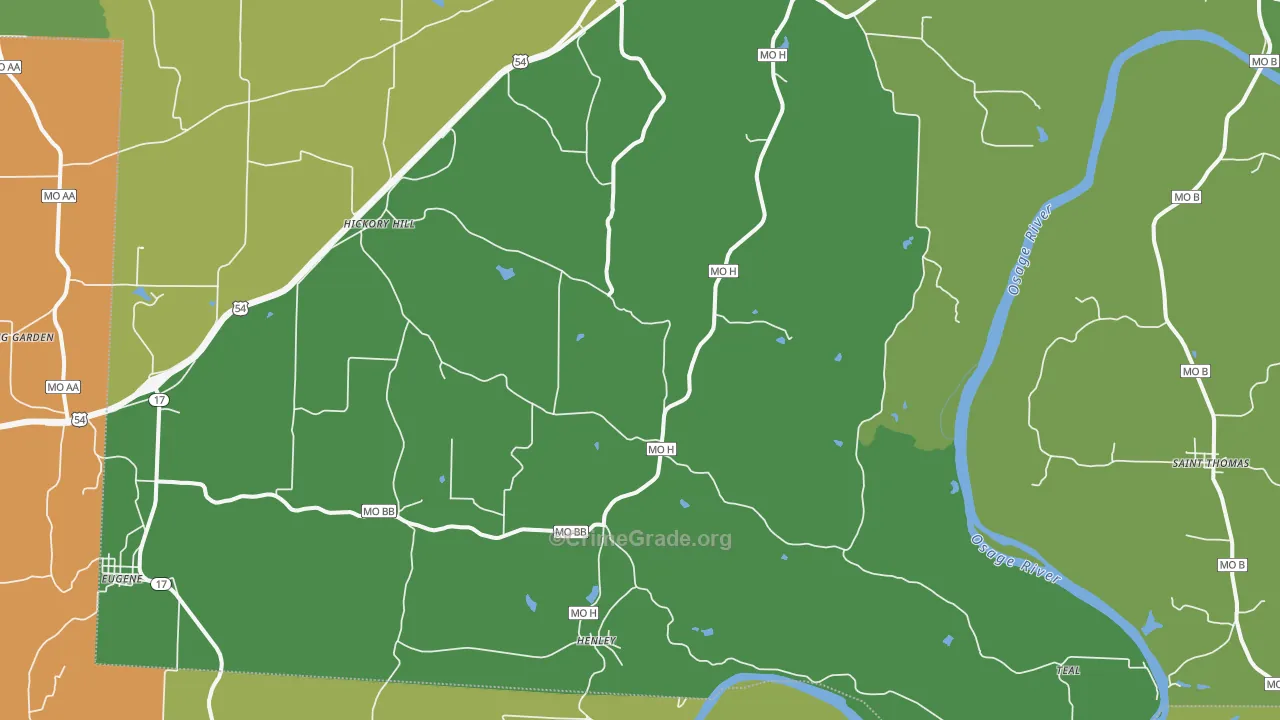 Henley, MO Map of Assault Rates