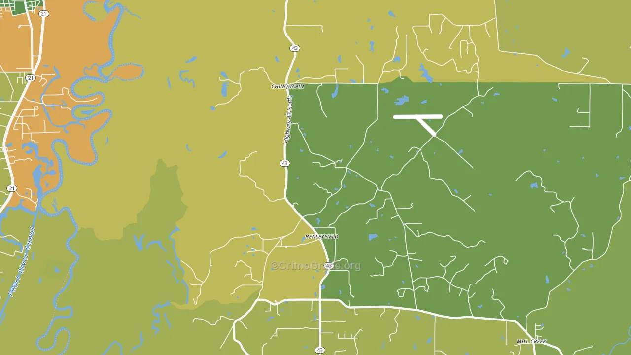 Henleyfield, MS Map of Assault Rates