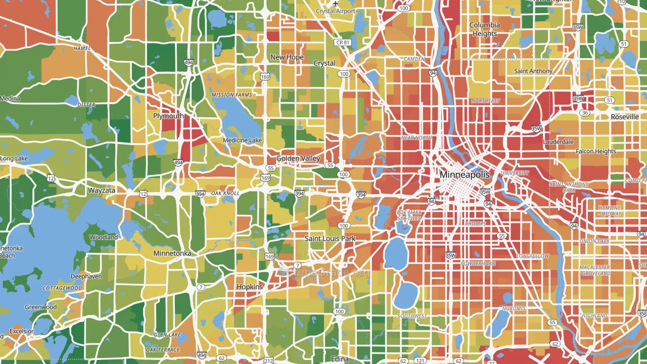 Hennepin County, MN Map of Assault Rates
