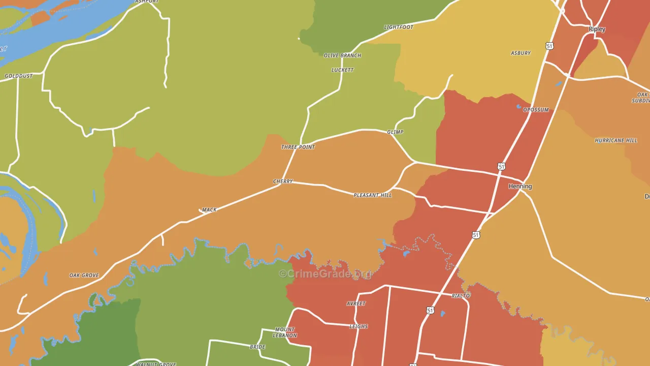 Henning, TN Map of Assault Rates