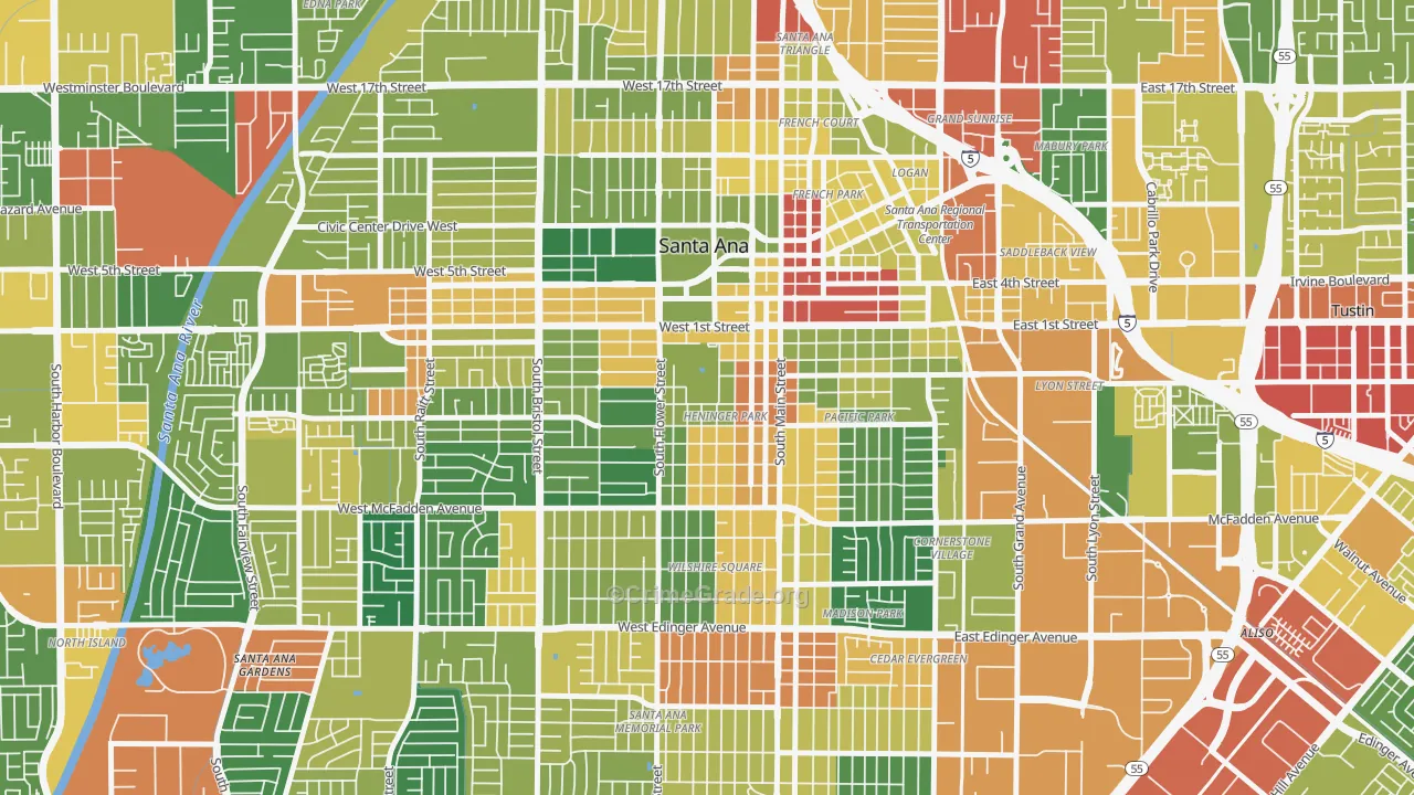 Henninger Park, Santa Ana, CA Map of Assault Rates