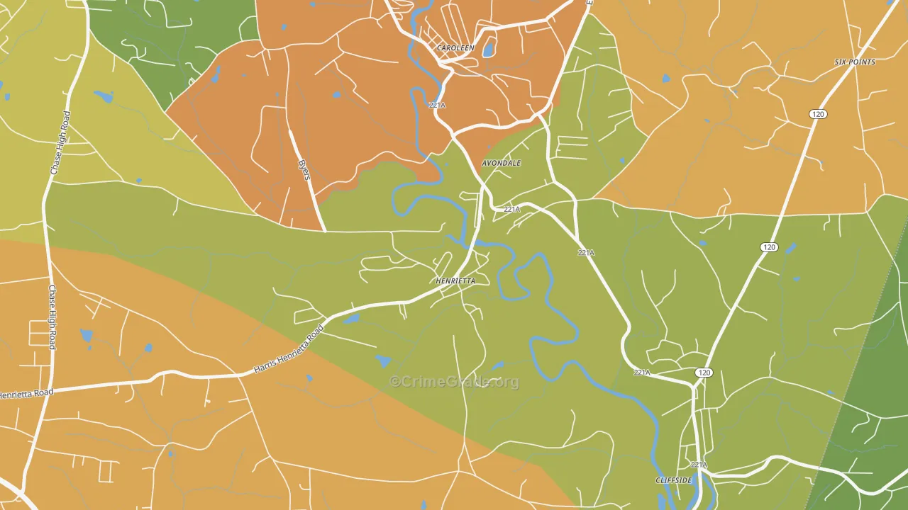 Henrietta, NC Map of Assault Rates