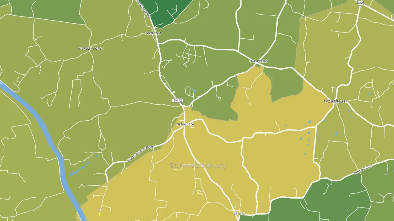 Henrietta, TN Map of Assault Rates