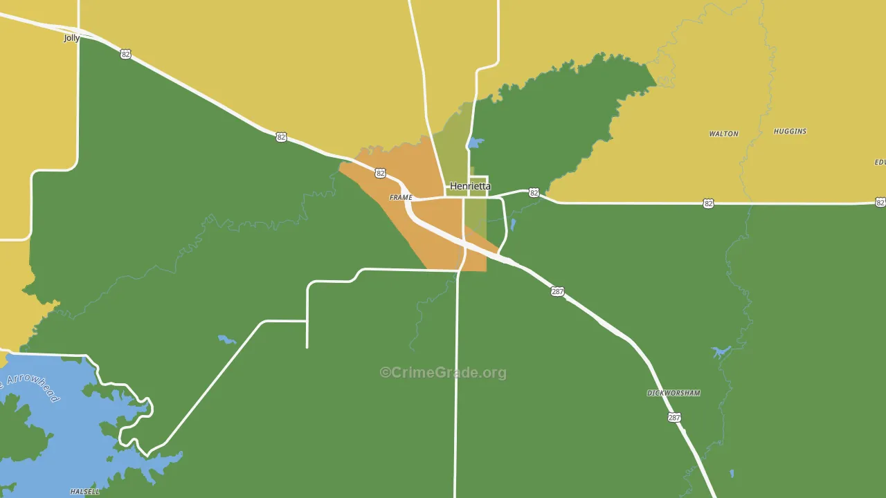 Henrietta, TX Map of Assault Rates