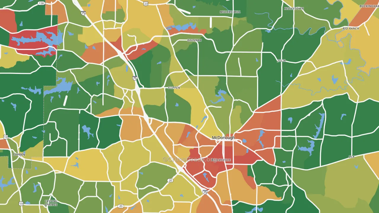 Henry County, GA Map of Assault Rates
