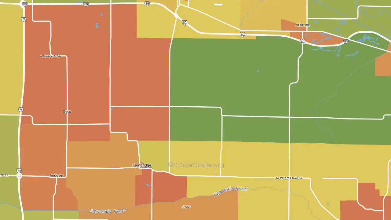 Henry County, IL Map of Assault Rates