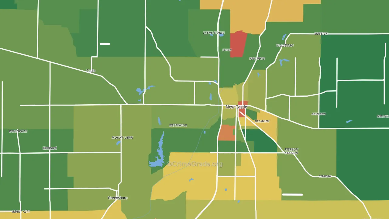Henry County, IN Map of Assault Rates