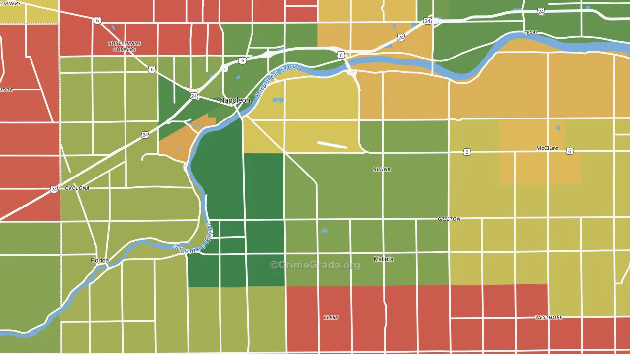 Henry County, OH Map of Assault Rates